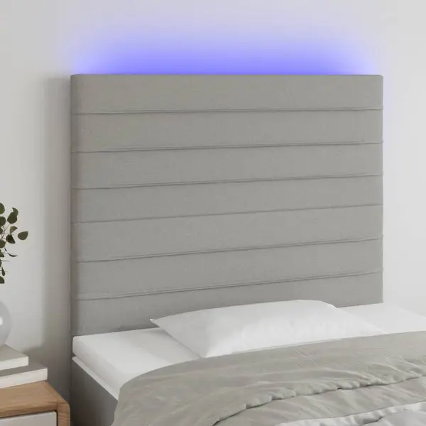 Gossi tablie de pat cu led, gri deschis, 100x5x118/128 cm, textil