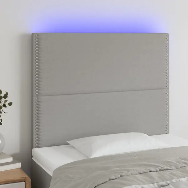 Gossi tablie de pat cu led, gri deschis, 100x5x118/128 cm, textil
