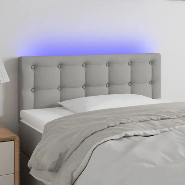 Gossi tablie de pat cu led, gri deschis, 100x5x78/88 cm, textil