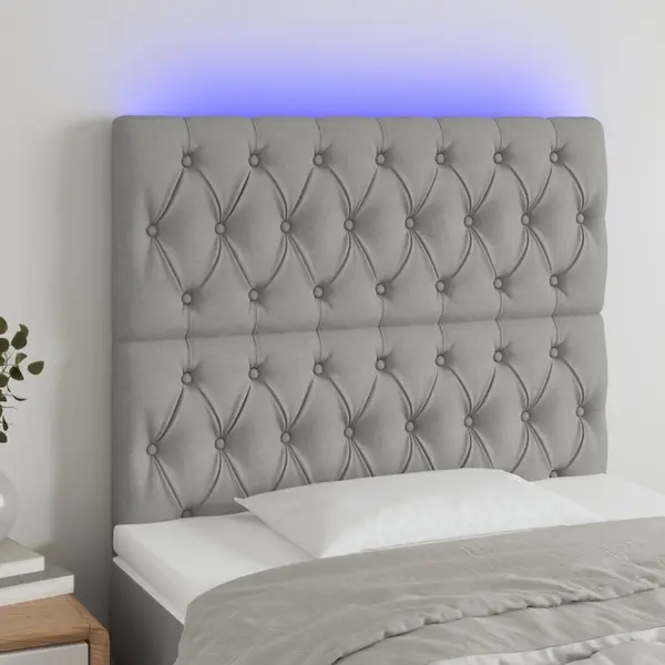 Gossi tablie de pat cu led, gri deschis, 100x7x118/128 cm, textil