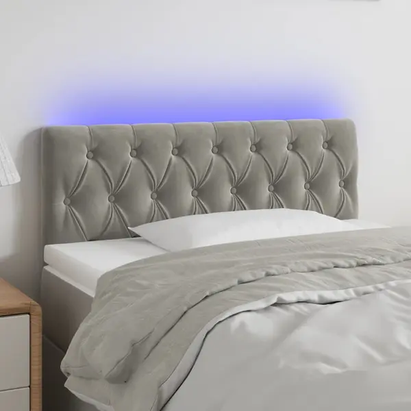 Gossi tablie de pat cu led, gri deschis, 100x7x78/88 cm, catifea