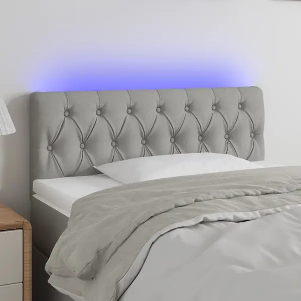 Gossi tablie de pat cu led, gri deschis, 100x7x78/88 cm, textil