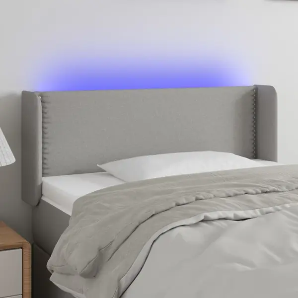 Gossi tablie de pat cu led, gri deschis, 103x16x78/88 cm, textil