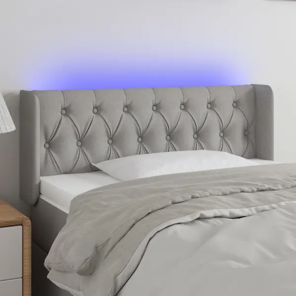 Gossi tablie de pat cu led, gri deschis, 103x16x78/88 cm, textil