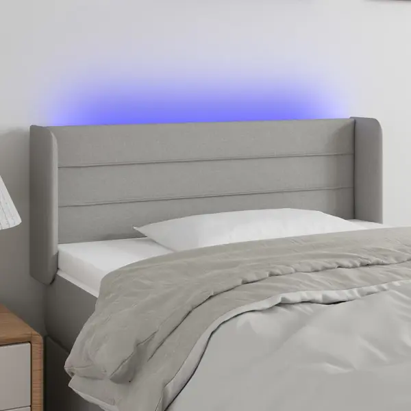 Gossi tablie de pat cu led, gri deschis, 103x16x78/88 cm, textil