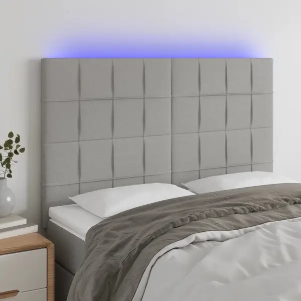 Gossi tablie de pat cu led, gri deschis, 144x5x118/128 cm, textil