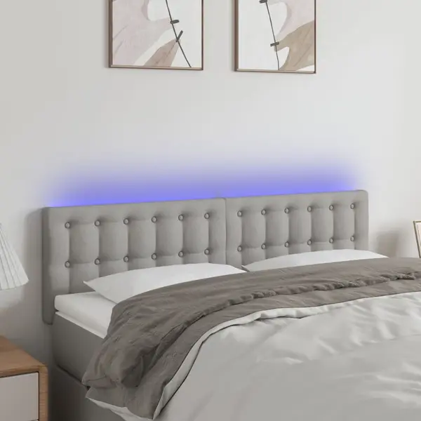 Gossi tablie de pat cu led, gri deschis, 144x5x78/88 cm, textil