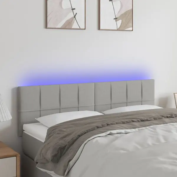 Gossi tablie de pat cu led, gri deschis, 144x5x78/88 cm, textil
