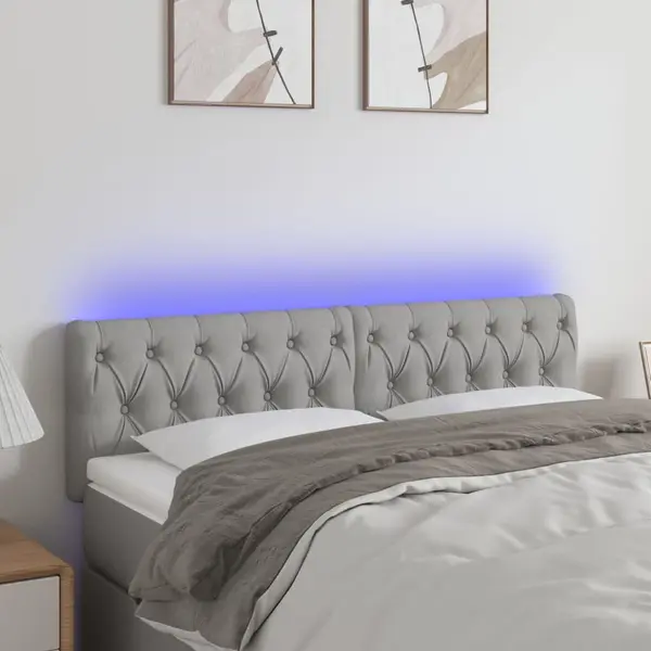 Gossi tablie de pat cu led, gri deschis, 144x7x78/88 cm, textil