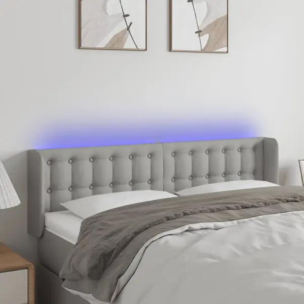 Gossi tablie de pat cu led, gri deschis, 147x16x78/88 cm, textil