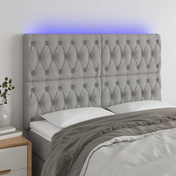 Gossi tablie de pat cu led, gri deschis, 160x7x118/128 cm, textil
