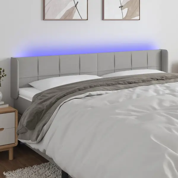 Gossi tablie de pat cu led, gri deschis, 163x16x78/88 cm, textil