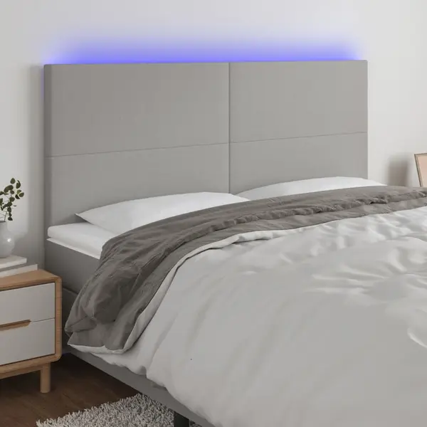Gossi tablie de pat cu led, gri deschis, 180x5x118/128 cm, textil