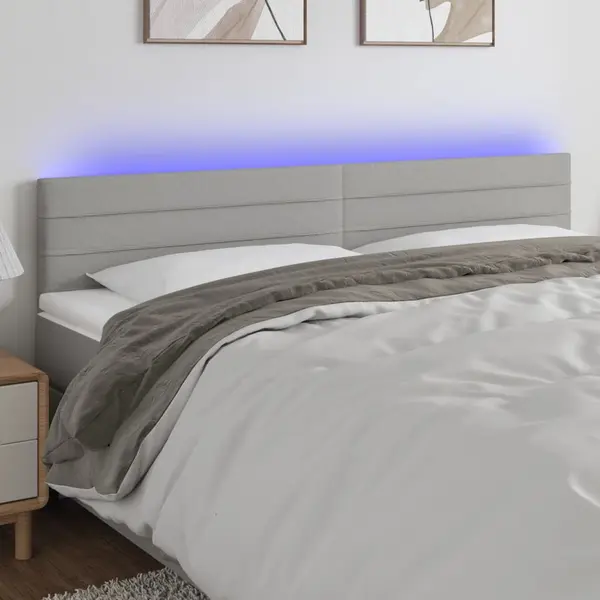 Gossi tablie de pat cu led, gri deschis, 180x5x78/88 cm, textil