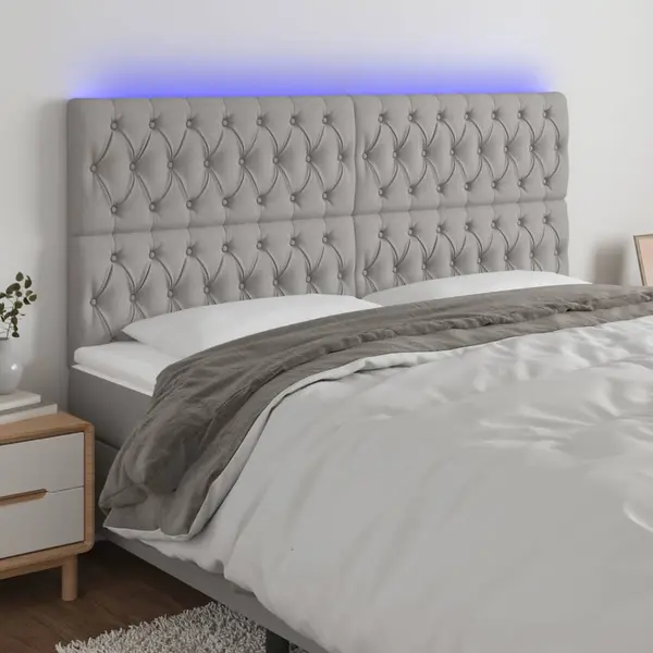 Gossi tablie de pat cu led, gri deschis, 180x7x118/128 cm, textil