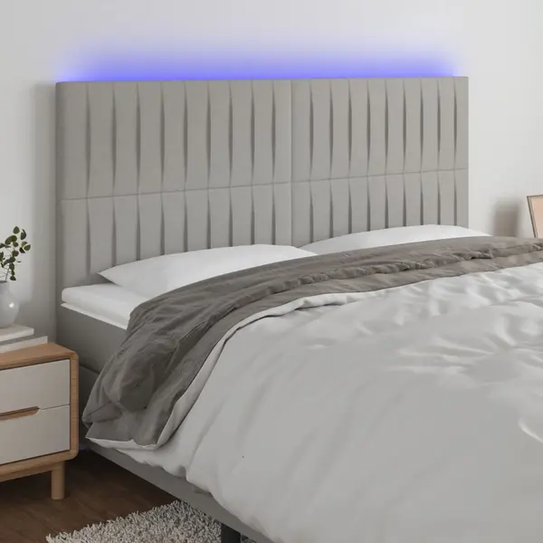 Gossi tablie de pat cu led, gri deschis, 200x5x118/128 cm, textil