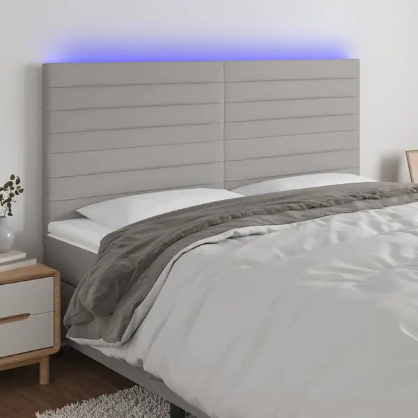 Gossi tablie de pat cu led, gri deschis, 200x5x118/128 cm, textil