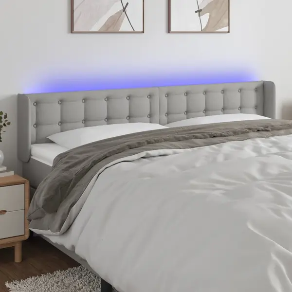 Gossi tablie de pat cu led, gri deschis, 203x16x78/88 cm, textil