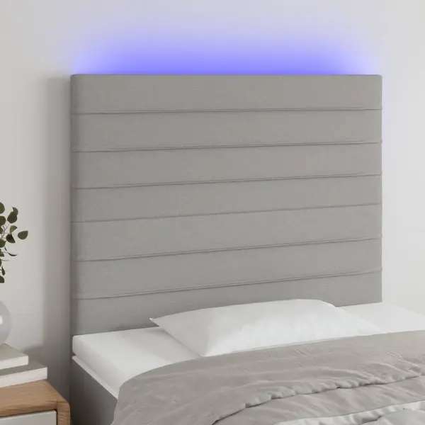 Gossi tablie de pat cu led, gri deschis, 80x5x118/128 cm, textil