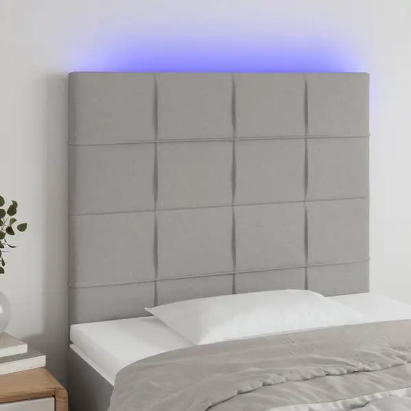 Gossi tablie de pat cu led, gri deschis, 80x5x118/128 cm, textil