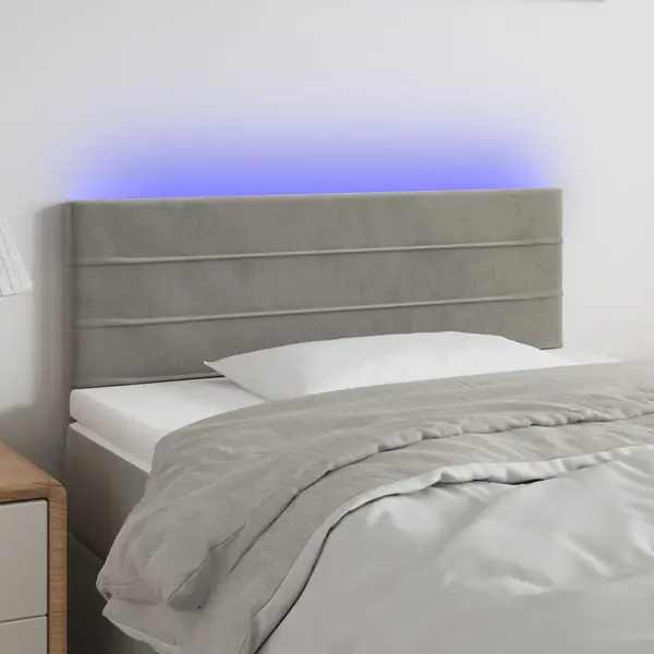 Gossi tablie de pat cu led, gri deschis, 80x5x78/88 cm, catifea