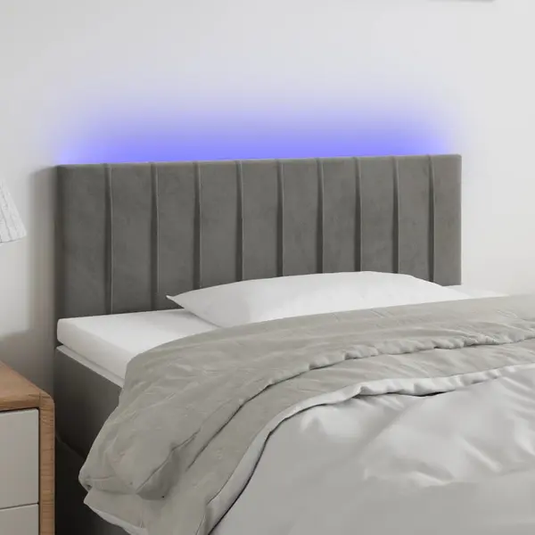 Gossi tablie de pat cu led, gri deschis, 80x5x78/88 cm, catifea
