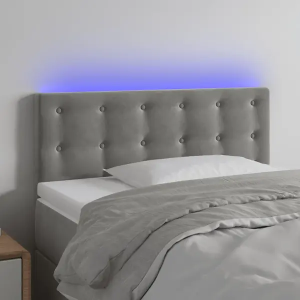 Gossi tablie de pat cu led, gri deschis, 80x5x78/88 cm, catifea