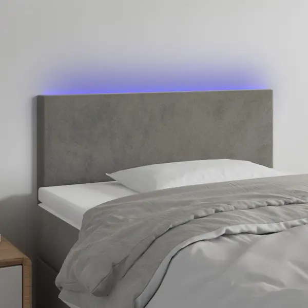 Gossi tablie de pat cu led, gri deschis, 80x5x78/88 cm, catifea