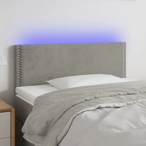 Gossi tablie de pat cu led, gri deschis, 80x5x78/88 cm, catifea