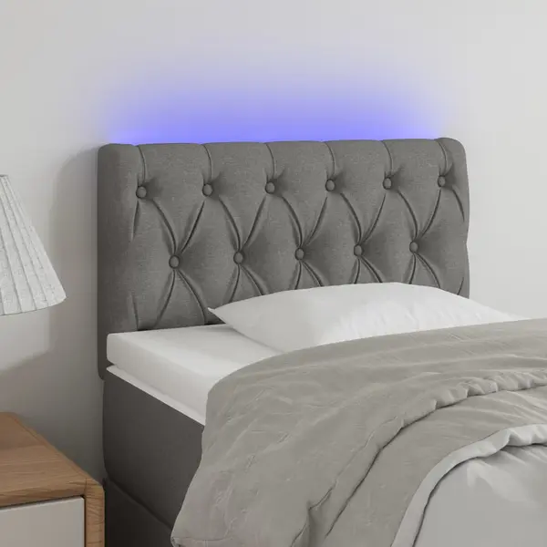 Gossi tablie de pat cu led, gri deschis, 80x7x78/88 cm, textil