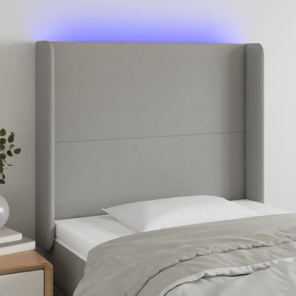 Gossi tablie de pat cu led, gri deschis, 83x16x118/128 cm, textil