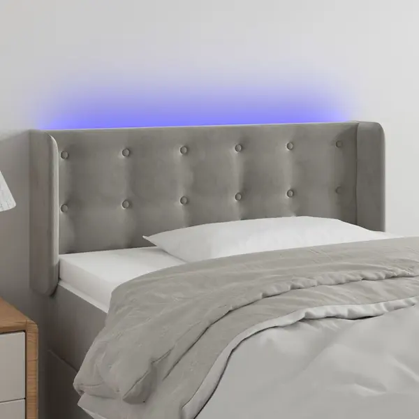 Gossi tablie de pat cu led, gri deschis, 83x16x78/88 cm, catifea