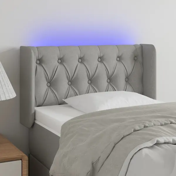 Gossi tablie de pat cu led, gri deschis, 83x16x78/88 cm, textil