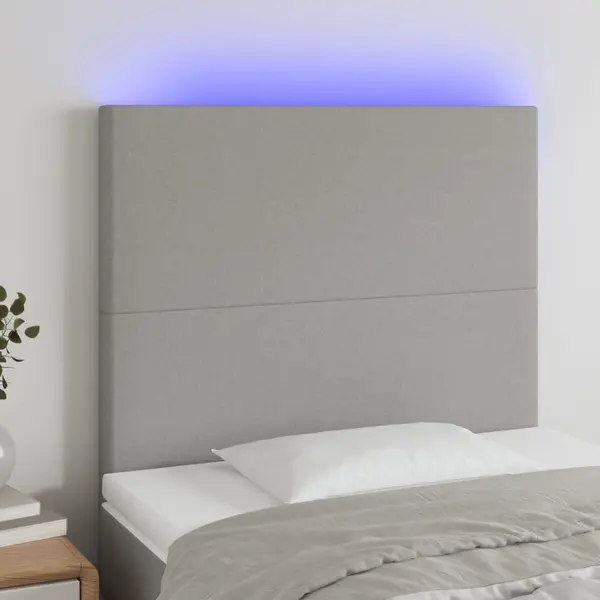 Gossi tablie de pat cu led, gri deschis, 90x5x118/128 cm, textil