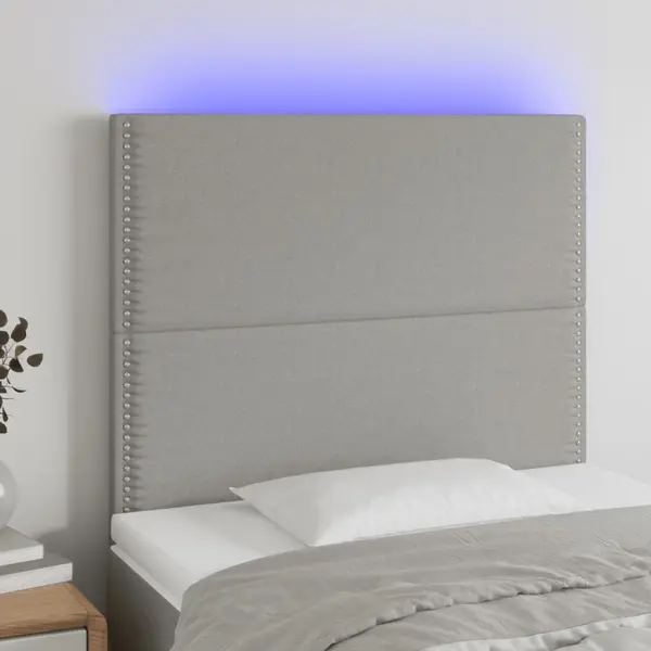 Gossi tablie de pat cu led, gri deschis, 90x5x118/128 cm, textil