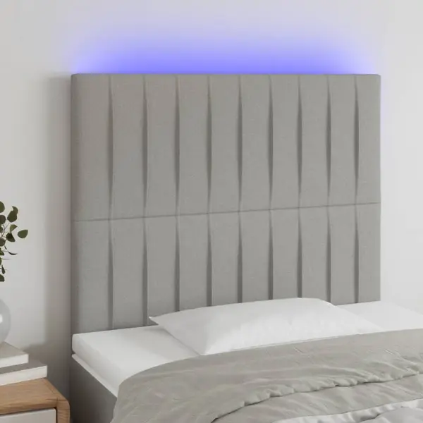 Gossi tablie de pat cu led, gri deschis, 90x5x118/128 cm, textil