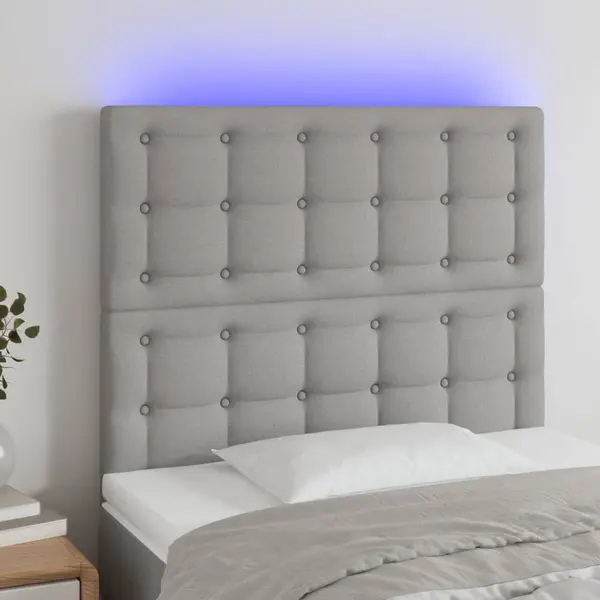 Gossi tablie de pat cu led, gri deschis, 90x5x118/128 cm, textil
