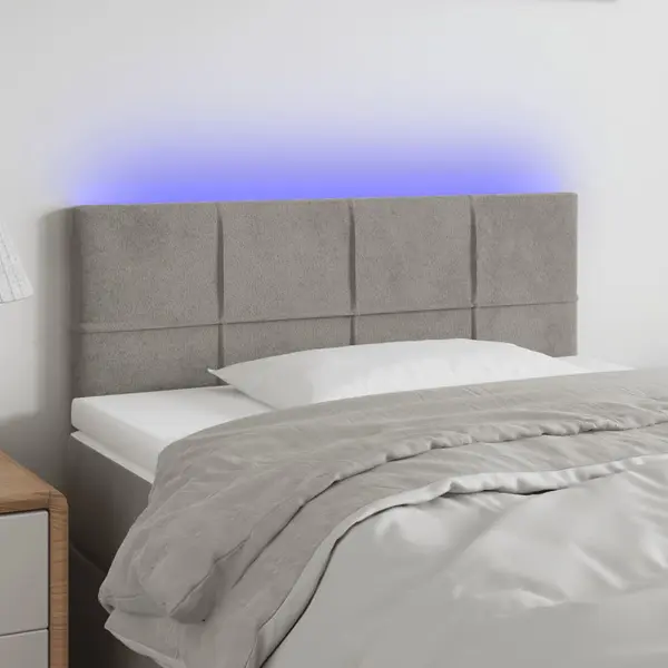 Gossi tablie de pat cu led, gri deschis, 90x5x78/88 cm, catifea
