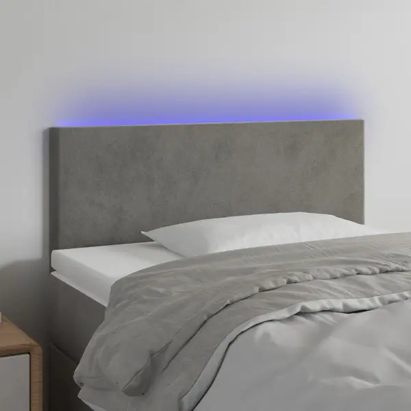 Gossi tablie de pat cu led, gri deschis, 90x5x78/88 cm, catifea