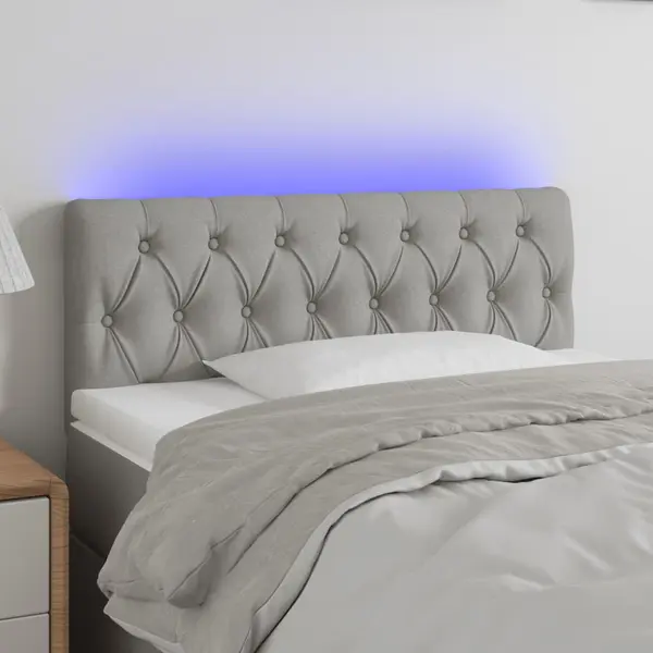 Gossi tablie de pat cu led, gri deschis, 90x7x78/88 cm, textil