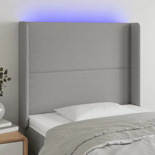 Gossi tablie de pat cu led, gri deschis, 93x16x118/128 cm, textil