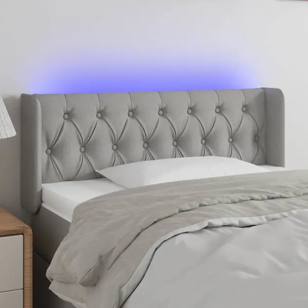 Gossi tablie de pat cu led, gri deschis, 93x16x78/88 cm, textil