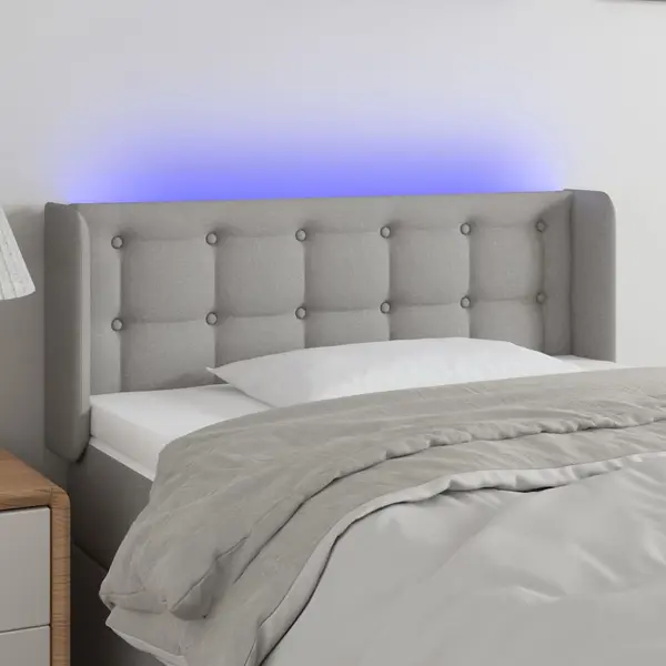 Gossi tablie de pat cu led, gri deschis, 93x16x78/88 cm, textil