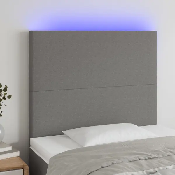Gossi tablie de pat cu led, gri inchis, 100x5x118/128 cm, textil