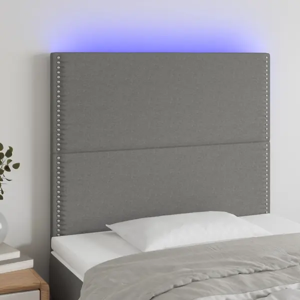 Gossi tablie de pat cu led, gri inchis, 100x5x118/128 cm, textil