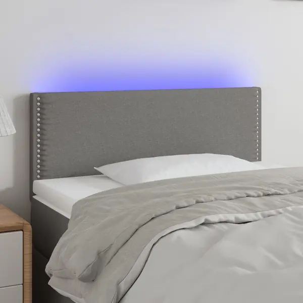 Gossi tablie de pat cu led, gri inchis, 100x5x78/88 cm, textil