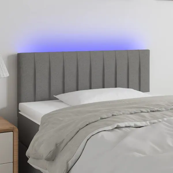 Gossi tablie de pat cu led, gri inchis, 100x5x78/88 cm, textil