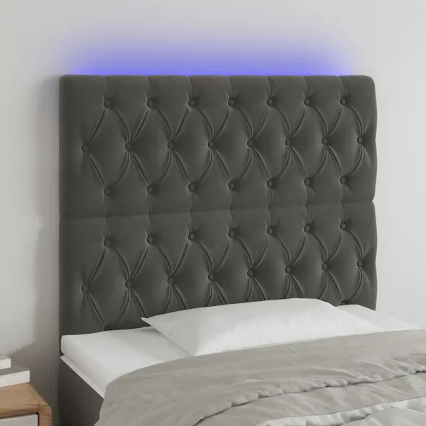 Gossi tablie de pat cu led, gri inchis, 100x7x118/128 cm, textil