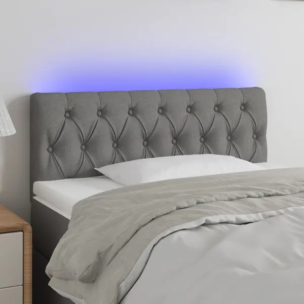 Gossi tablie de pat cu led, gri inchis, 100x7x78/88 cm, textil