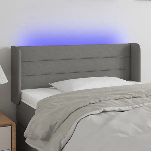 Gossi tablie de pat cu led, gri inchis, 103x16x78/88 cm, textil